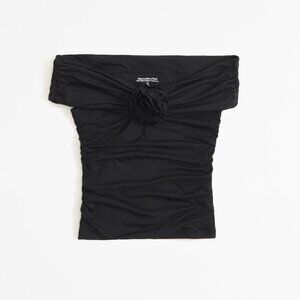 Abercrombie Off-The-Shoulder Ruched Rose Top